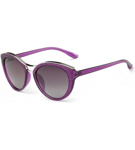 Cat Eye Cat-Eye Shades Classic Polarized Sunglasses Ultra Thin 100% UV Protection 400 for Women & Girls - Purple - CS18WM2769...