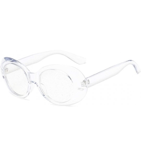 Rectangular Women's Cat Eye Sunglasses Retro Oval Oversized Plastic Lenses glasses - White - C818NELKD4Y $18.86