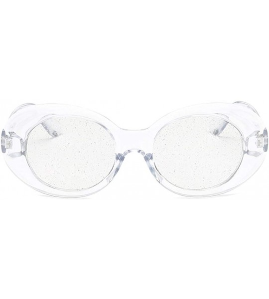 Rectangular Women's Cat Eye Sunglasses Retro Oval Oversized Plastic Lenses glasses - White - C818NELKD4Y $18.86