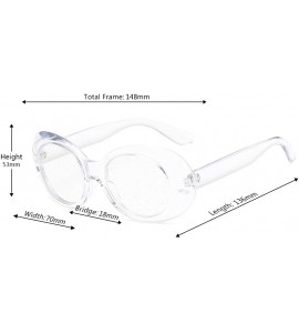 Rectangular Women's Cat Eye Sunglasses Retro Oval Oversized Plastic Lenses glasses - White - C818NELKD4Y $18.86