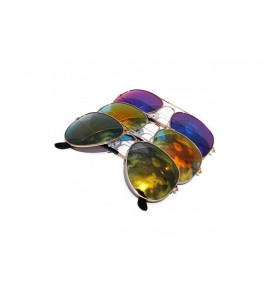 Aviator Classic Aviator Full Mirror Lens Sunglasses Metal Frame - / Blue Yellow Red - CP11M7I492F $19.65