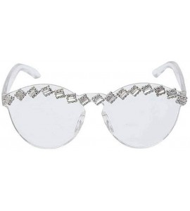 Rimless Fashion Party Rhinestone Rimless One-Piece Candy Colored Lens Luxury Diamond Metal Hinge Cat Sunglasses - CB18XAISUU5...