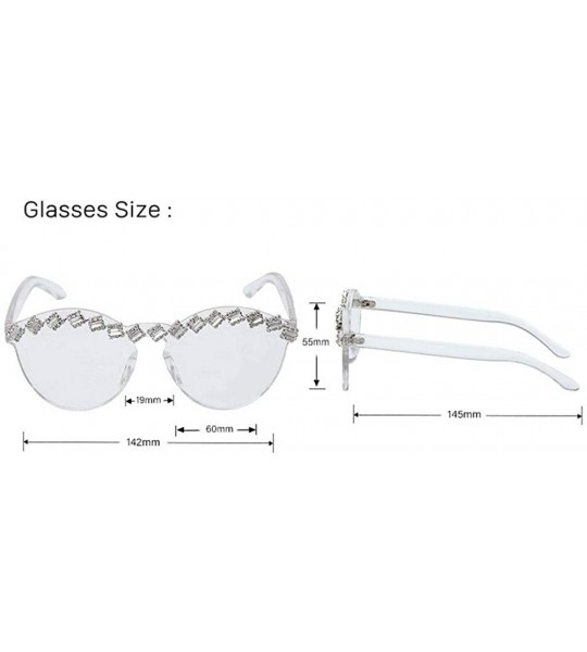 Rimless Fashion Party Rhinestone Rimless One-Piece Candy Colored Lens Luxury Diamond Metal Hinge Cat Sunglasses - CB18XAISUU5...