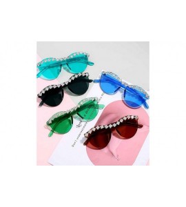 Rimless Fashion Party Rhinestone Rimless One-Piece Candy Colored Lens Luxury Diamond Metal Hinge Cat Sunglasses - CB18XAISUU5...