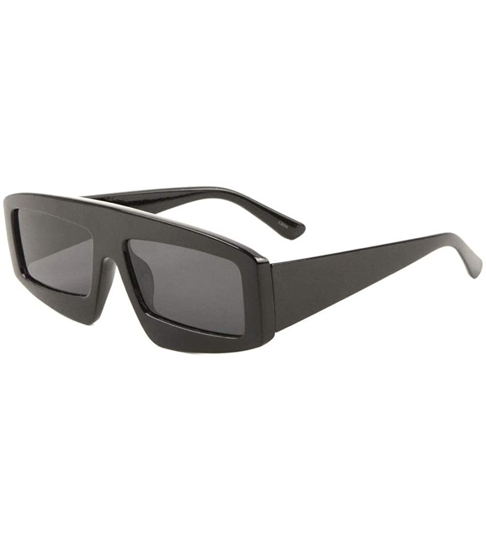 Rectangular Rectangular Lens Flat Sides Oval Frame Shape Sunglasses - Black - CO198RUYRS5 $26.06