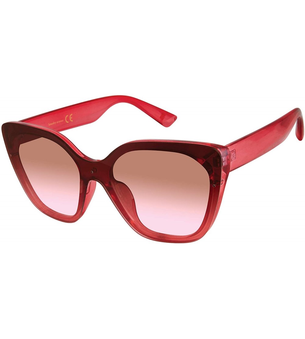 Cat Eye Women's LD291 Cat-Eye Shield Sunglasses with 100% UV Protection - 145 mm - Crystal Berry - C61903UOWUE $67.82