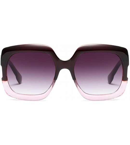 Goggle Sunglasses Oversized Rectangular Frame Women's Fashion Sun Resin frame - Brown Pink - CG18DW8AY9M $18.38