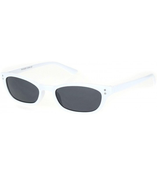 Rectangular Womens Vintage Ironic Dad Shade Narrow Retro Plastic Sunglasses - White Black - CP18OE685KH $18.80