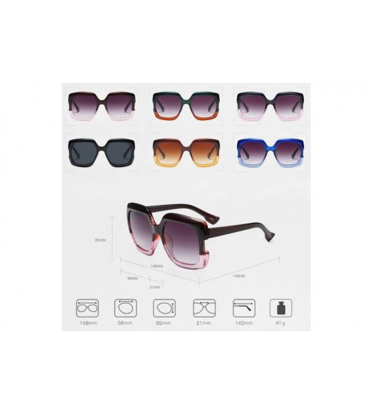 Goggle Sunglasses Oversized Rectangular Frame Women's Fashion Sun Resin frame - Brown Pink - CG18DW8AY9M $18.38