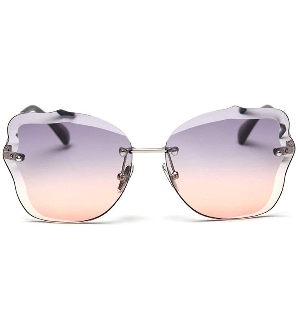 Square Trimmed Sunglasses Glasses Vintage Gradient - Purple&orange - CC194HEHZT4 $27.44
