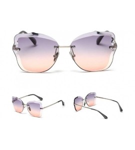 Square Trimmed Sunglasses Glasses Vintage Gradient - Purple&orange - CC194HEHZT4 $27.44