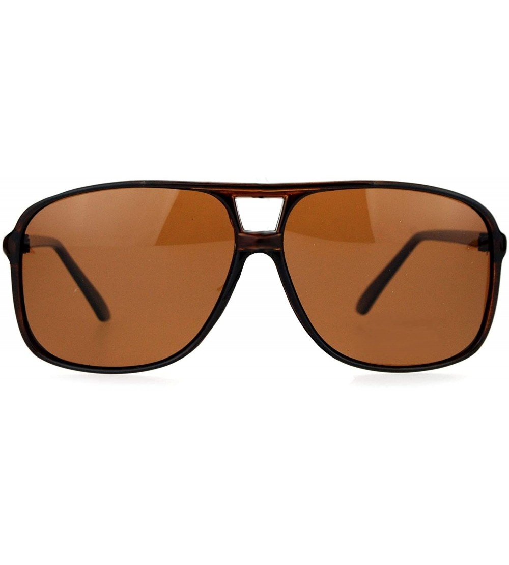 Aviator Mens Antiglare Polarized Racer Pilot Plastic Sunglasses - Brown Brown - C312FJV6VL3 $24.57