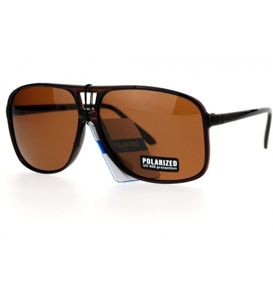 Aviator Mens Antiglare Polarized Racer Pilot Plastic Sunglasses - Brown Brown - C312FJV6VL3 $24.57