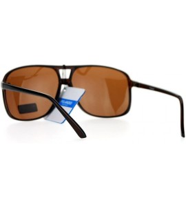 Aviator Mens Antiglare Polarized Racer Pilot Plastic Sunglasses - Brown Brown - C312FJV6VL3 $24.57