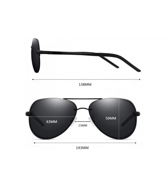 Sport Aviator Sunglasses for Men Women Polarized - Lightweight Al-Mg Metal Alloy Frame - Black / Black - CY1943E83QX $43.98