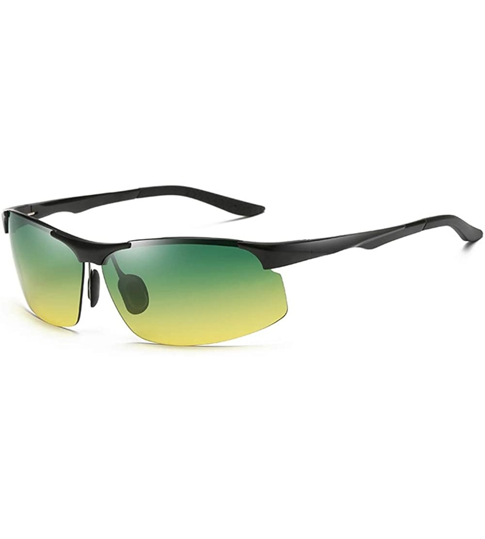 Semi-rimless Polarized Glasses for Men & Women - Night Vision Driving/Sun Glasses with Aluminum Frame Sports Sunglasses - C11...