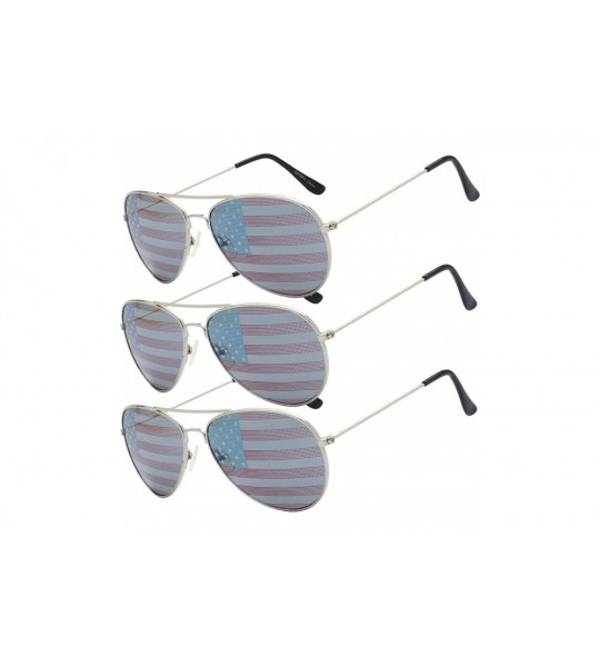 Aviator USA America American Flag Aviator Sunglasses - Exquisite Packaging Gift for 4th of July - 3 Pcs - CI199OHIHL6 $29.20