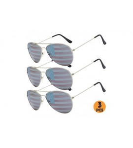 Aviator USA America American Flag Aviator Sunglasses - Exquisite Packaging Gift for 4th of July - 3 Pcs - CI199OHIHL6 $29.20