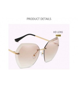 Rimless Rimless Diamond Cutting Lens Sunglasses For Women Rhinestone 100% UV Protection - Gold-rose Red - CV18TTGGEHM $30.73