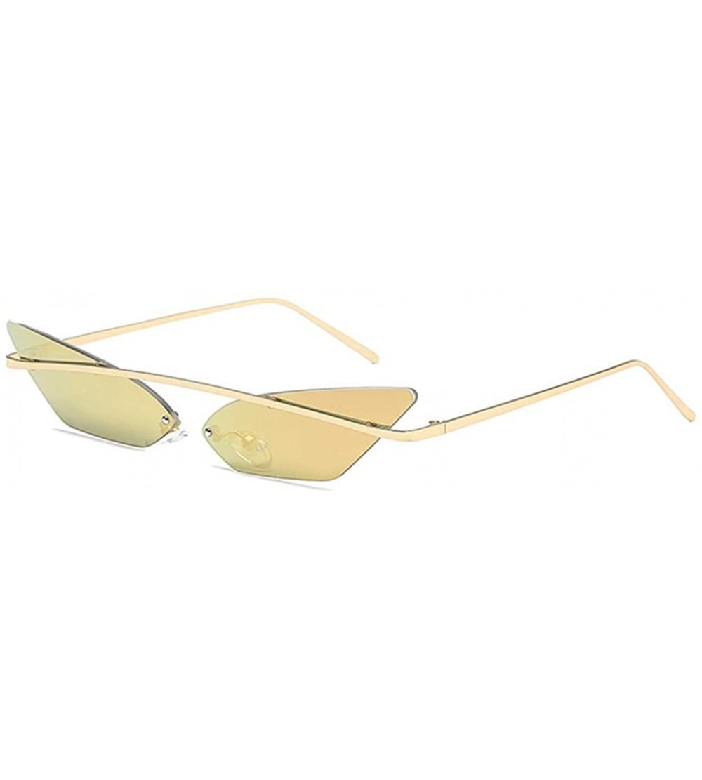 Rectangular Women Cat Eye Sunglasses Vintage Narrow Metal Frame Sunglasses Ladies Shades Triangle Eyewear Sun Glasses - 2 - C...