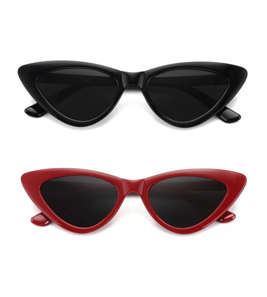 Goggle Vintage Sexy Cat Eye Sunglasses Candy Color Clout Goggles for Women - Black+red - C3189UCINKN $17.77