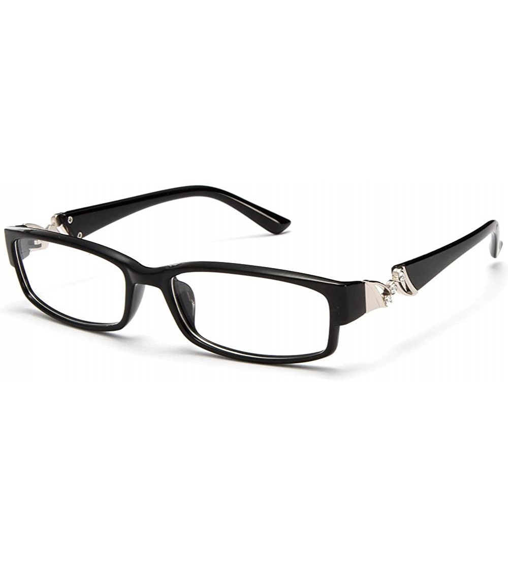 Square Womens Slim Fit Temple Design Metal Frame Clear Lens Glasses - Black/Silver - C411YN6NX0D $19.56