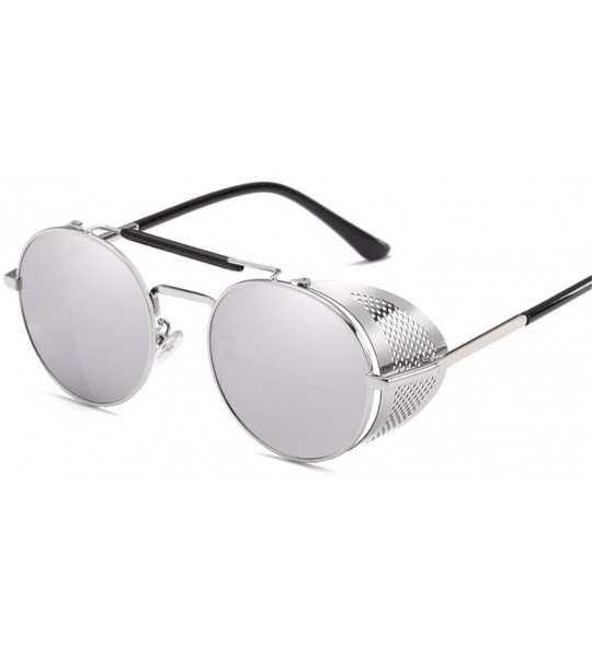 Rectangular Retro Round Metal Sunglasses Men Women Glasses Shades UV Protection - 1-black-gray - CD194O7MDIL $44.54