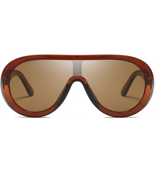 Square Oversized Shield Square Vintage Sunglasses for Women Retro Flat Top Visor Style Frame Shades - Brown - C918U8ZHOLM $19.11