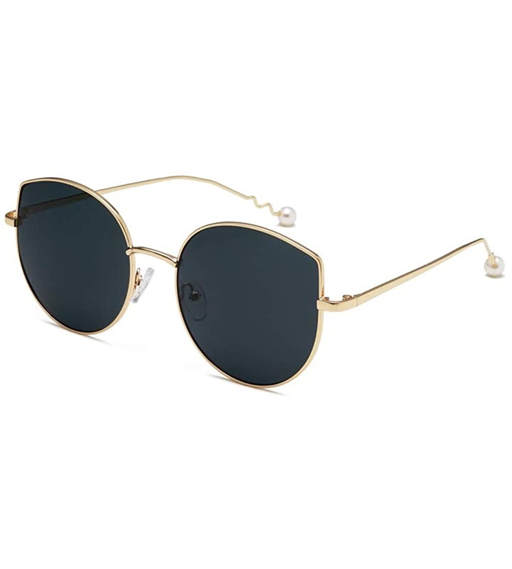 Oversized Oversized Sunglasses for Women Cat EyesGlasses Cute UV400 Protection Glasses-- Gold&black - C218QQ2KD5D $26.09