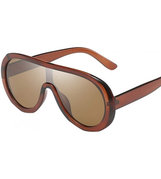 Square Oversized Shield Square Vintage Sunglasses for Women Retro Flat Top Visor Style Frame Shades - Brown - C918U8ZHOLM $19.11