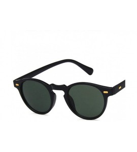 Oval Unisex Sunglasses Retro Bright Black Grey Drive Holiday Oval Non-Polarized UV400 - Bright Black Green - CG18RH6SY22 $16.93