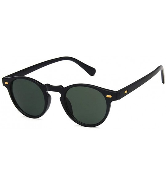 Oval Unisex Sunglasses Retro Bright Black Grey Drive Holiday Oval Non-Polarized UV400 - Bright Black Green - CG18RH6SY22 $16.93