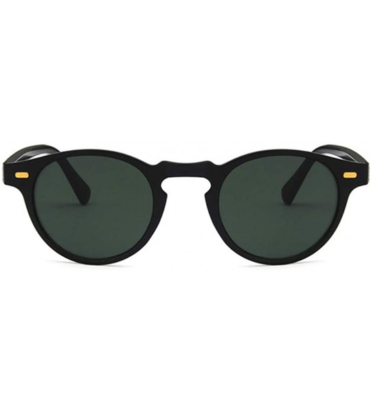 Oval Unisex Sunglasses Retro Bright Black Grey Drive Holiday Oval Non-Polarized UV400 - Bright Black Green - CG18RH6SY22 $16.93