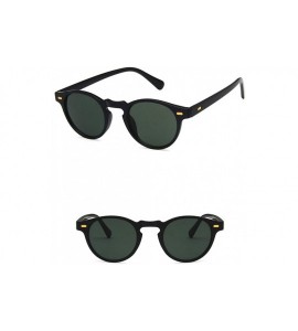 Oval Unisex Sunglasses Retro Bright Black Grey Drive Holiday Oval Non-Polarized UV400 - Bright Black Green - CG18RH6SY22 $16.93