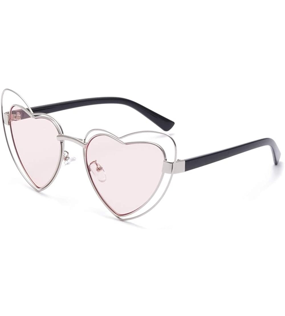Round Heart shaped Mirrored Polarized Sunglasses - Light Pink - CY18TOGXSL4 $20.34