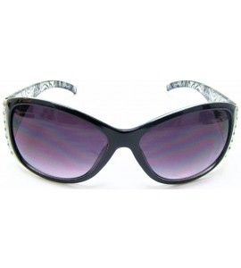 Round Women's Polarized Sunglasses Designer Rhinestone Vintage Floral Eyewear - Black - C512GW27R89 $24.00