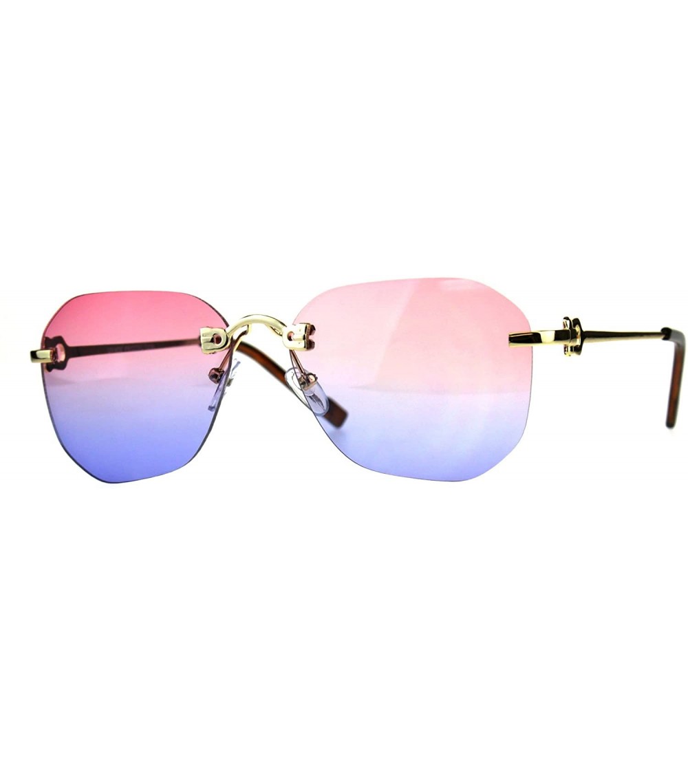 Rimless Womens Rimless Butterfly Designer Fashion Tie Dye Gradient Sunglasses - Pink Blue - CE18CMMZNO0 $17.95