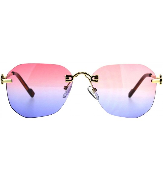 Rimless Womens Rimless Butterfly Designer Fashion Tie Dye Gradient Sunglasses - Pink Blue - CE18CMMZNO0 $17.95