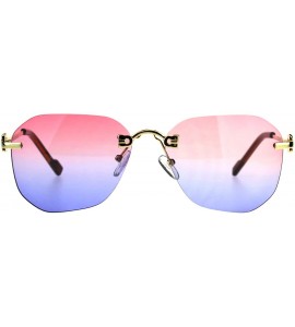 Rimless Womens Rimless Butterfly Designer Fashion Tie Dye Gradient Sunglasses - Pink Blue - CE18CMMZNO0 $17.95