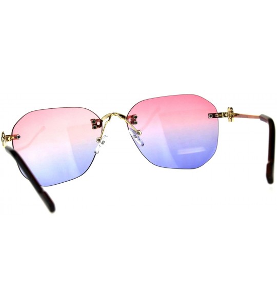 Rimless Womens Rimless Butterfly Designer Fashion Tie Dye Gradient Sunglasses - Pink Blue - CE18CMMZNO0 $17.95