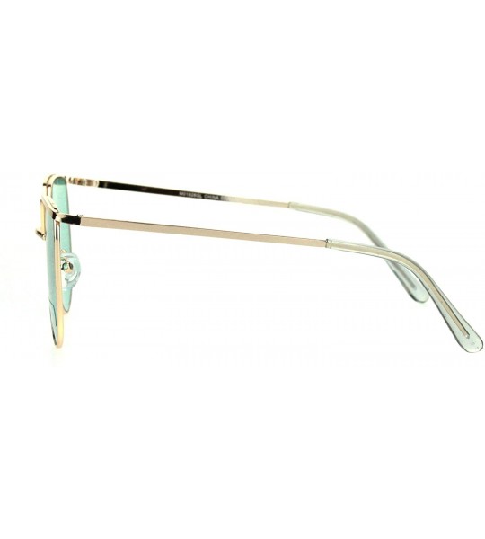 Cat Eye Womens Glitter Lens Retro Fashion Metal Rim Squared Cat Eye Sunglasses - Gold Green - CL18ICM8305 $23.79