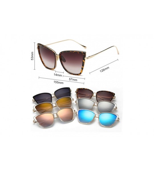 Round Cateye Sunglasses Women Vintage Metal Glasses Mirror Retro Lunette De Soleil Femme UV400 - Silver - C8197A3S8CS $33.58