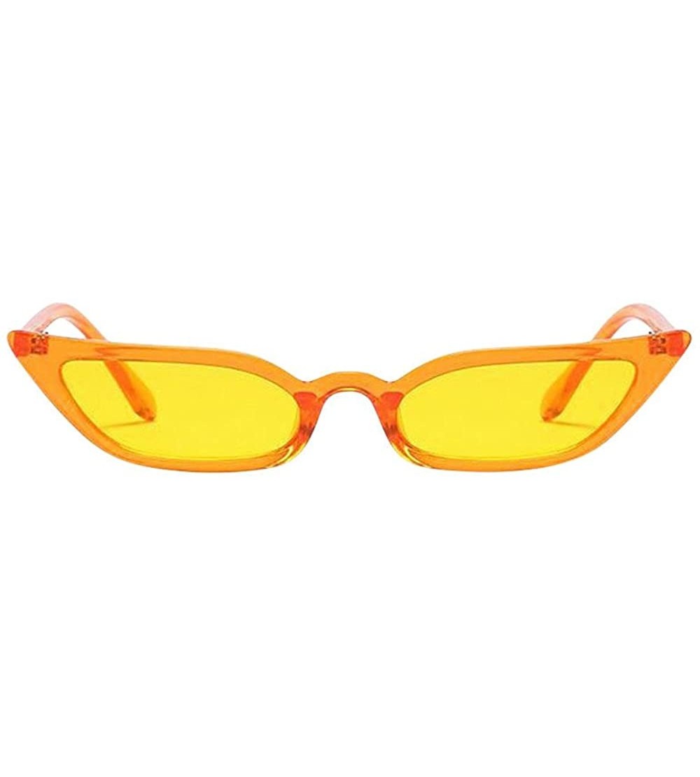 Cat Eye Sunglasses for Women Cat Eye Vintage Sunglasses Retro Small Sunglasses Punk Eyewear - Yellow - CY18QMYG0S9 $14.99