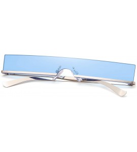 Rimless Trendy Tiny Rimless Rectangle Sunglasses Slim Rectangular - Blue - CW18Q05A0W7 $21.28