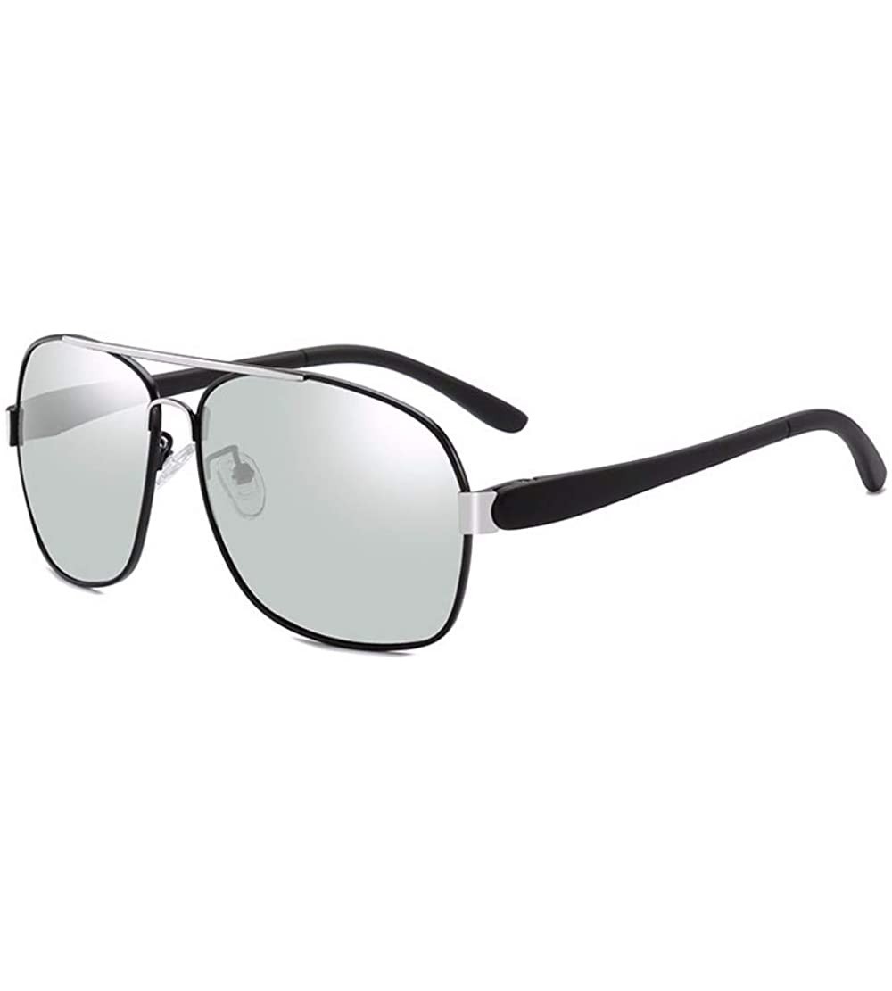 Aviator Auto-discoloring polarizing driver driving toad mirror day and night metal sunglasses - A - CC18QTG7RQH $72.47