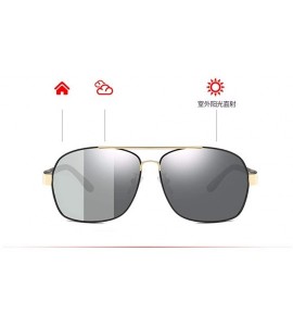 Aviator Auto-discoloring polarizing driver driving toad mirror day and night metal sunglasses - A - CC18QTG7RQH $72.47