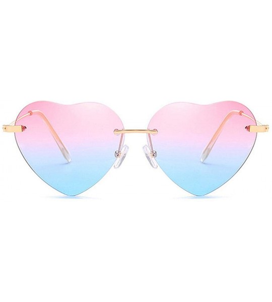 Square Heart Sunglasses Women Love Lolita RimlFrame Clear Transparent Tint Sun Glasses Vintage FramelUV400 - Pinkbu - C6197Y6...