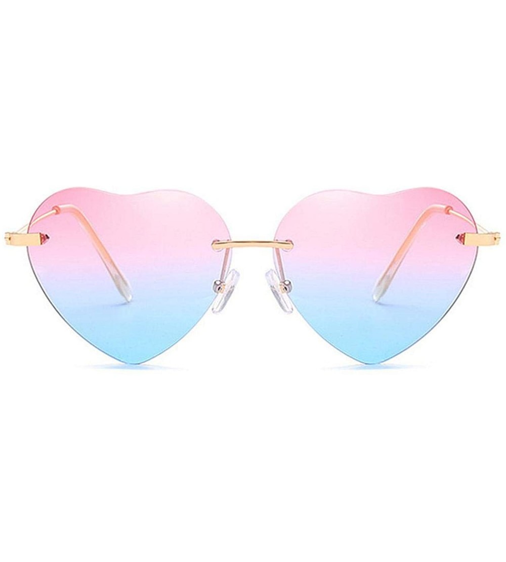 Square Heart Sunglasses Women Love Lolita RimlFrame Clear Transparent Tint Sun Glasses Vintage FramelUV400 - Pinkbu - C6197Y6...
