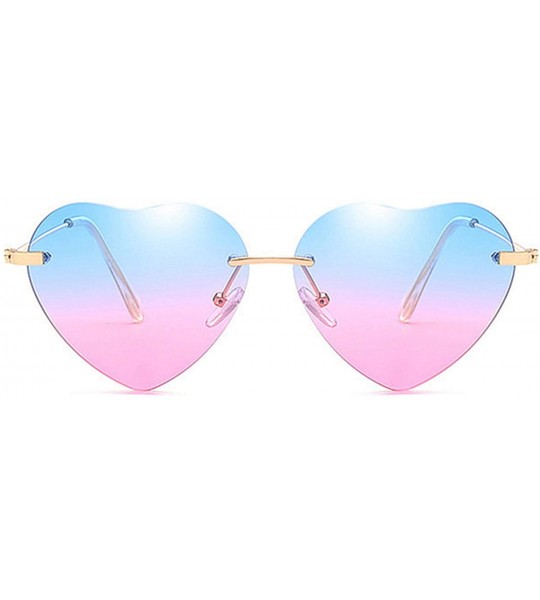 Square Heart Sunglasses Women Love Lolita RimlFrame Clear Transparent Tint Sun Glasses Vintage FramelUV400 - Pinkbu - C6197Y6...