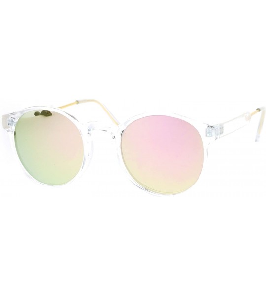 Wayfarer Retro Clear Frame Keyhole Mirrored Lens Sunglasses - Clear Peach - CJ12O5C5OZU $19.80